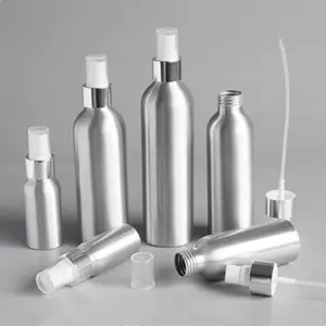 Cubierta de aluminio de 15-1000ml, protección UV, limpiador de Alcohol líquido, almacenamiento de cosméticos, botella de aluminio con clip de metal para aerosol corporal