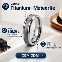 Bague en titane pur pour homme de 6 mm, ajustement confortable, incrustation de météorite véritable, alliance hypoallergénique, bijoux pour homme, vente en gros