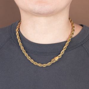 18K Vergulde 6Mm 8Mm Twist Touw Ketting Aanslag Gratis Sieraden Roestvrij Staal Dikke Geweven Gedraaide Touw Ketting - Product Image 6