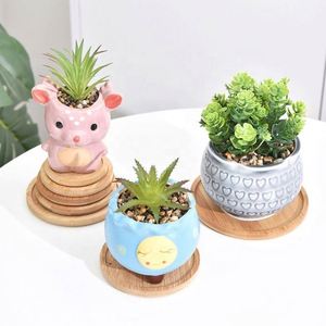 Posavasos Redondos de Bambú Personalizados para Macetas, Ideales con Orificio para Macetas con Forma de Búho, Compatibles con la Mayoría de las Macetas - Product Image 4