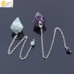 CSJA Reiki guérison Pierre Naturelle d'Améthyste Egyptien Pendule Divinatoire <span class=keywords><strong>Radiesthésie</strong></span> Pendulo  E112 - Product Image 6
