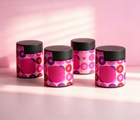 Bocaux en verre hermétiques anti-odeur avec logo personnalisé, 2oz, 3oz, 4oz, avec couvercles à vis noirs et sécurité enfant