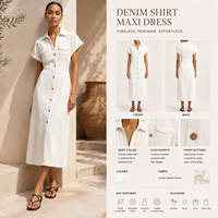 Fabricant de robes en denim de coton de haute qualité, vêtements personnalisés pour femmes, robes décontractées bohèmes mi-longues à boutons, fournisseurs de vêtements à marque privée