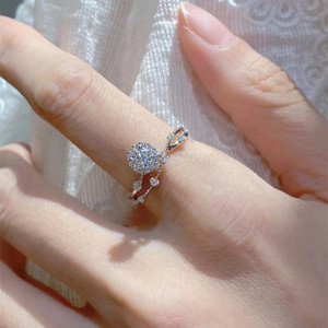 Starry Night Moissanite Ring Round Cluster Setting Engagement Women's Jewelry - Product Image 1