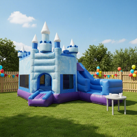 Partyverhuur Prinsessen Springkasteel met Glijbaan Combo Winterthema Opblaasbaar Springkussen voor Kinderen