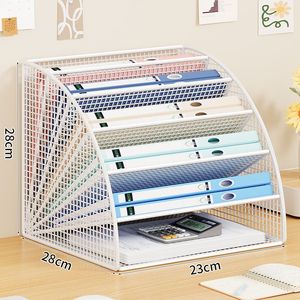 Organizador de archivos de escritorio para oficina, estante de almacenamiento de documentos de malla metálica de varios niveles para papelería y libros - Product Image 3