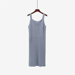 Custom Women's Knitted Square Collar Slip <strong>Dress</strong> 2 Pieces Set <strong>With</strong> <strong>Long</strong> Sleeve <strong>Cardigan</strong> Coat Knit Sweater <strong>Dress</strong> Set - Product Image 4