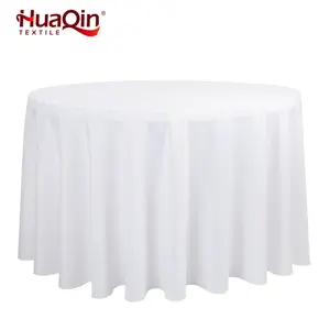 Customised Printing Birthday Wedding Round White Polyester Table Cloth