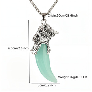 Colliers pendentifs tête <span class=keywords><strong>de</strong></span> loup et tête <span class=keywords><strong>de</strong></span> lion en pierre lumineuse, vente en gros d'usine, veilleuses, collier tête <span class=keywords><strong>de</strong></span> loup - Product Image 1