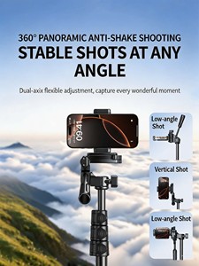 UGREEN 1.75m Aluminum Tripod <b>Stand</b> Anti-Shake <b>Pan</b> Head Floor Phone Holder - Product Image 3