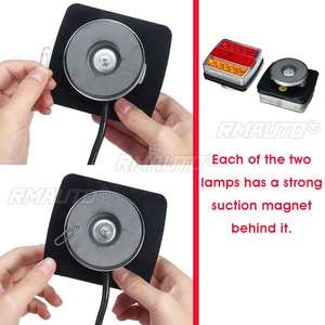 2 pièces Feux arrière LED magnétiques 12V pour camion, éclairage de plaque d'immatriculation, feu stop, signalisation pour remorque, caravanes, camping-cars, VTT, bateau IP68 - Product Image 4