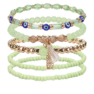 Bohemian Beaded Multi Layer <b>Anklet</b> With Tassel And Evil Eye Charm For Beach Vacation Women's Fashion Jewelry - Product Image 4