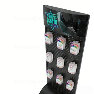 Présentoir métallique perforé avec crochets, étagère de sol simple face pour étuis de téléphone, films, chargeurs, 3C en magasin de réparation de détail - Product Image 5