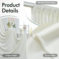 Tirai Latar Belakang Warna Ivory 10ftx12ft 2 Panel Tinggi 12FT untuk Fotografi Pernikahan Pesta Latar Belakang Poliester Halus Dapat Dicuci dengan Mesin