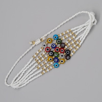 Mode bohème accessoires femmes bijoux faits à la main coloré yeux chance charme cristal perlé réglable perle de rocaille Bracelet