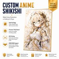 Kartu Shikishi Berlapis Emas Premium, Kartu Ilustrasi Koleksi Cetak Berkualitas untuk Hadiah Penggemar