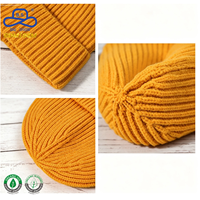 Gorro de Pescador Orgánico Certificado OCS, Corte Corto, Tejido Acanalado Grueso, Puño Doblado, 12 Colores Sólidos, Cálido y Acogedor, Marca Privada