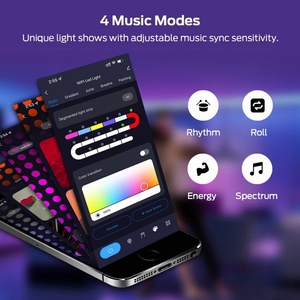 Barre LED RGBIC Wi-Fi à assembler soi-même, lumière d'ambiance nocturne, application, rythme musical, rétroéclairage TV, décoration de chambre, lampe murale intelligente LED - Product Image 6