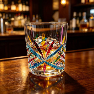 Verre à vin Brandy Murano rétro européen, fait main en Italie, avec relief diamanté coloré, long et isolé, peint à la main, pour mariage - Product Image 3