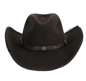 A111503 Chapeau haut de forme unisexe en feutre 100% laine, à large bord rigide, marron foncé, pour occasions formelles, décontractées et fêtes, vente en gros - Product Image 1