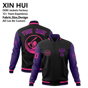 Custom Men's <b>Varsity</b> <b>Jacket</b> Streetwear <b>Purple</b> Patchwork Bomber <b>Jacket</b> Embroidered Letter Baseball Uniform Factory Direct Sale - Product Image 1