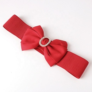 Cintura larga elastica moda donna con fiocco in diamante dolce accessorio estensibile con chiusura a fibbia in lega - Product Image 3