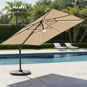 <span class=keywords><strong>Parasol</strong></span> de terrasse anti-UV pour piscine d'hôtel, résistant au vent, avec structure en aluminium, 3*3m, avec éclairage LED - Product Image 1