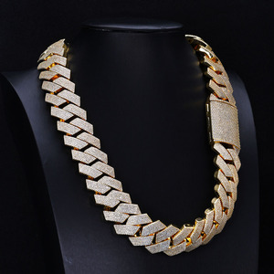 Colliers Miami Cuban Link en Argent 925 Plaqué Or 18K avec Moissanite GRA VVS1 Épaisse et Brillante, Style Hip Hop, Longueur Personnalisable, Vente en Gros - Product Image 1
