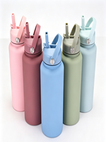 Bouteille d'eau isotherme en acier inoxydable de 32 oz avec couvercle à paille, poignée portable, thermos sous vide pour le sport, les activités de plein air et le camping
