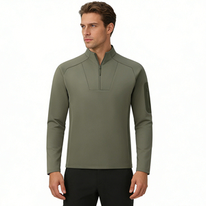 T-shirt de sport personnalisé pour homme à manches longues, pull à demi-zip, séchage rapide, respirant, pour l'extérieur, la gym, l'entraînement, la course à pied - Product Image 1