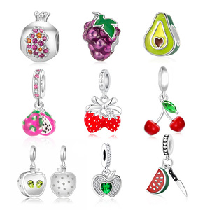 <span class=keywords><strong>Abalorios</strong></span> de Plata con Forma de Frutas (Uva, Granada, Cereza, Fresa, Manzana, Sandía, Pera) para Pulseras Originales Berloque - Product Image 1