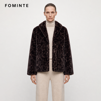 Veste de luxe en fausse fourrure marron imprimé léopard, manteau d'hiver chaud et doux en peluche, col large, style décontracté, vêtement d'extérieur tendance, vente en gros OEM