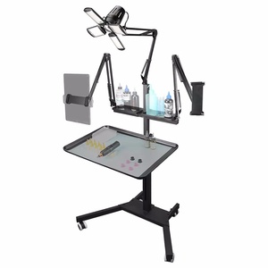 Estación de trabajo de tatuaje de doble soporte ajustable multifuncional con lámpara de bandeja, mesa de herramientas de muebles de tienda de tatuajes - Product Image 1