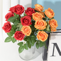 Bouquet de roses artificielles à neuf têtes Vintage nouveauté décoration de fête extérieure de maison de mariage 43cm vente en gros élégant moderne rapide