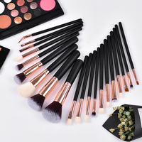 Ensemble de 20 pinceaux de maquillage pour les yeux noirs avec logo personnalisé Vliya, ensemble d'outils cosmétiques pour les lèvres, outils de maquillage de luxe