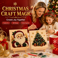 Kit de Peinture Diamant 5D Écologique KS Craft, Motif Père Noël et Sapin de Noël, Perles Spéciales, Décoration de Noël DIY pour la Maison, Cadeau