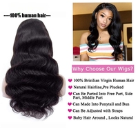 Perruques de Cheveux Humains HD de Qualité, 100% Vierge Non Traitée, Alignées Cuticules, Cheveux Indiens Bruts, Perruque Frontale Sans Colle, Full Lace 360