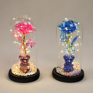 Cadeaux de fête des mères Rose naturelle éternelle préservée Lumière LED dans un dôme en verre Led Forever Rose Flowers Cadeau pour la Saint-<span class=keywords><strong>Valentin</strong></span> - Product Image 3