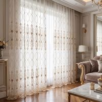 COSENNATUR Rideaux Voilages Brodés Baroque de Luxe à Passe-Tringle Or Champagne pour Salon Chambre Vente en Gros