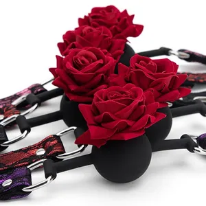 2021 yetişkin kırmızı gül japon Bdsm seks oyuncak ağız açacağı Gag topu yüksek kaliteli Bdsm kölelik yatak aleti - Product Image 1