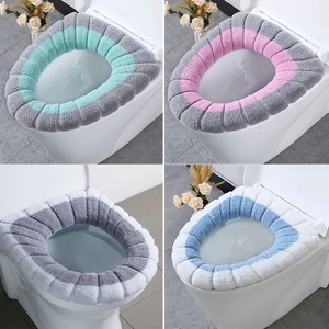 Tapis de toilette portable en tricot coloré, épais, lavable, anti-gel, housse de siège de toilette universelle, accessoires de salle de bain - Product Image 3