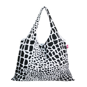Sac fourre-tout pliable portable à motif rayé tendance avec logo personnalisé, sac de courses réutilisable en polyester pour supermarché, taille personnalisable - Product Image 5