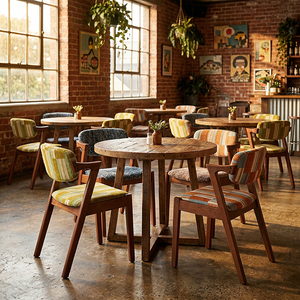<strong>Mid</strong> <strong>Century</strong> Z Shape Solid Wood <strong>Dining</strong> <strong>Chair</strong> Ash Wood Retro Upholstered Armchair Vintage Restaurant Furniture <strong>Table</strong> <strong>and</strong> <strong>Chair</strong> Set - Product Image 4