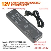 Transformateur pour bande lumineuse de placard 100W 12V/24V Basse Tension Interface DuPont Prise à interrupteur large plage de tension (Entrée CA 110-250V)