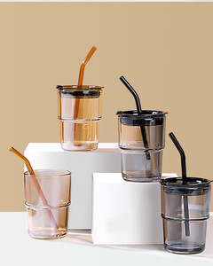 450ml manchon en cuir protecteur paille tasse à eau étanche réutilisable verre voyage tasse à café avec couvercle - Product Image 5