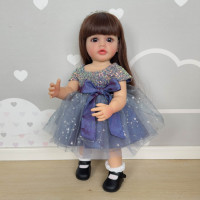 Nouvelle poupée réaliste en silicone de 22 pouces, corps entier, style Reborn, Betty, cheveux longs, pour cadeaux pour enfants