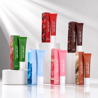 Baume à lèvres végétalien personnalisé à marque privée, enrichi en peptides, en tube souple, saveur fruitée, hydratant, teinté, huile à lèvres, brillant à lèvres personnalisable
