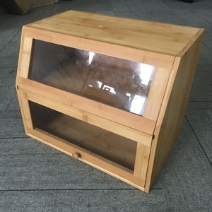 Caja de almacenamiento de bambú para escritorio con tapa, caja transparente de acrílico para exhibir pan y repostería, organizador cuadrado para uso doméstico. - Product Image 3