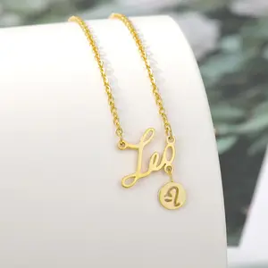 2024 Custom Stainless Steel 12 Zodiac Signs Pendant Choker Letters Lucky Chain Necklace With Name