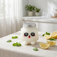 Botella de 500 ml con diseño de oso panda para envasar pan, con tapa y pajita desechable, de plástico PET, impresa, para fiestas y festivales